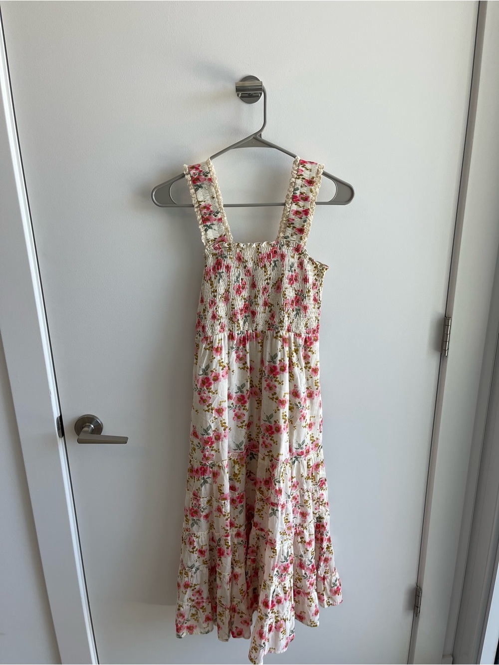 Heartloom Floral Smocked Sundress in Cream and Pink
